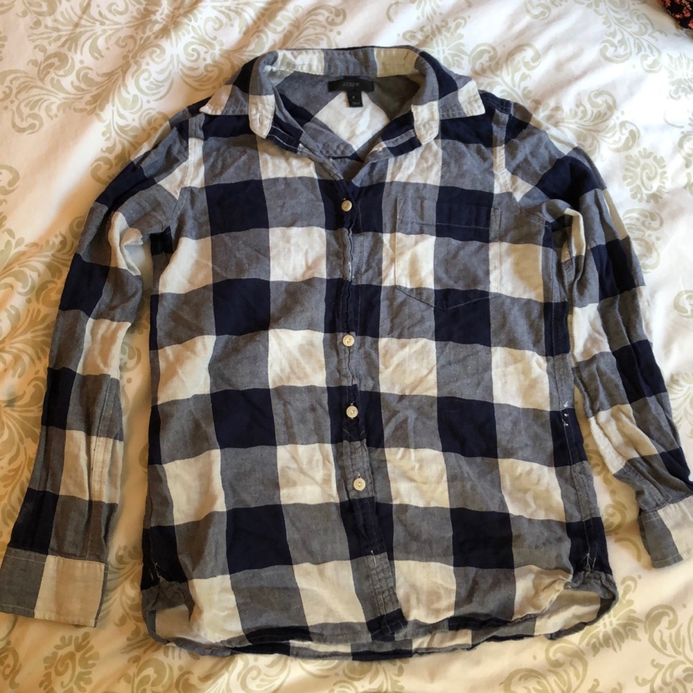 J. Crew blue and white flannel!